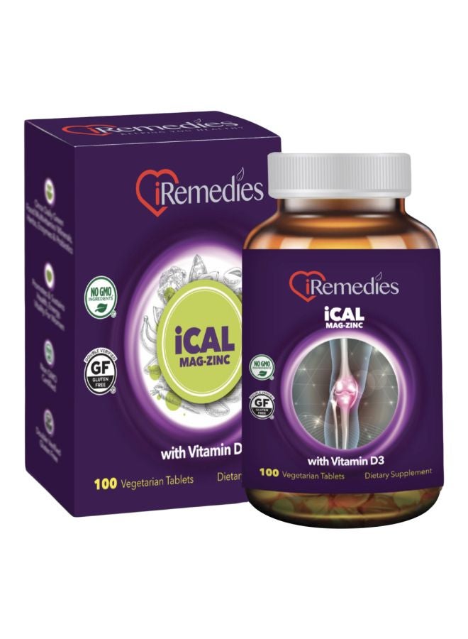 iRemedies I Cal Mag-Zinc Dietary Supplement - 100 Vegetarian Tablets 