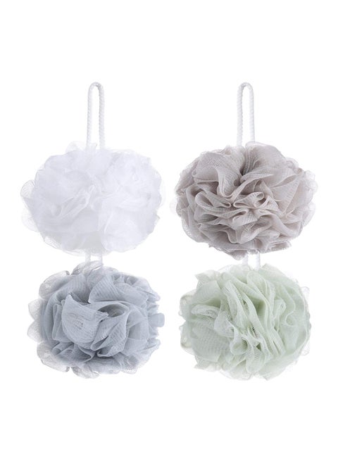 4-Piece Mesh Pouf Bath Loofah Multicolour 27.4x19x7cm