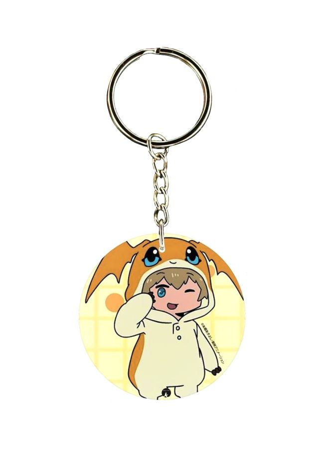 بي بي سلسلة مفاتيح مزينة بطبعة سلسلة الرسوم المتحركة "Digimon" على الجانبين