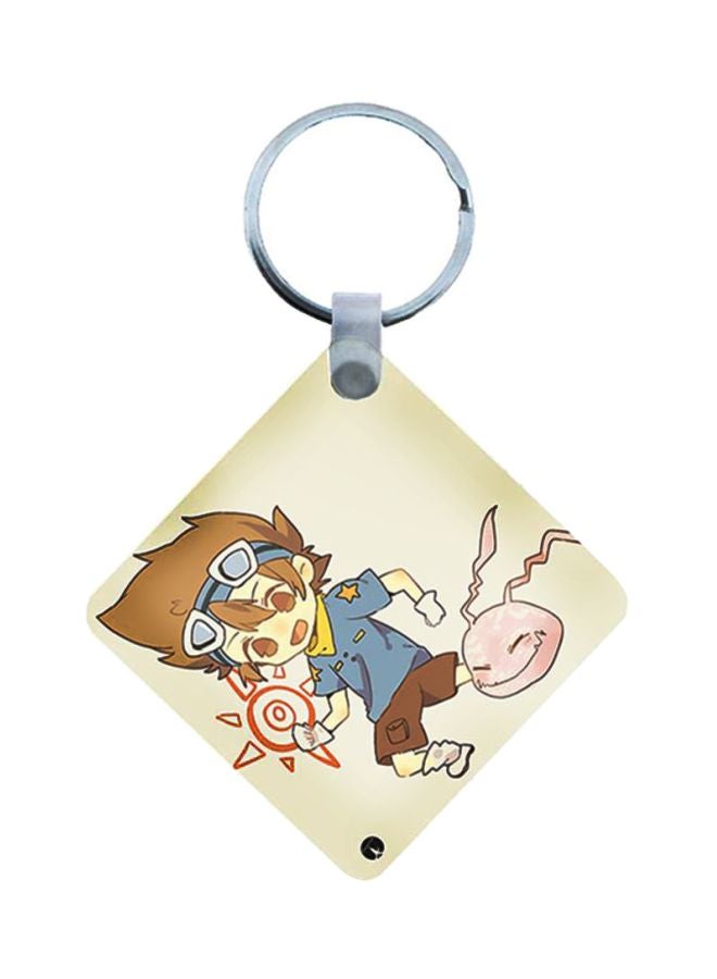 بي بي سلسلة مفاتيح من الخشب بطبعة من مسلسل Digimon