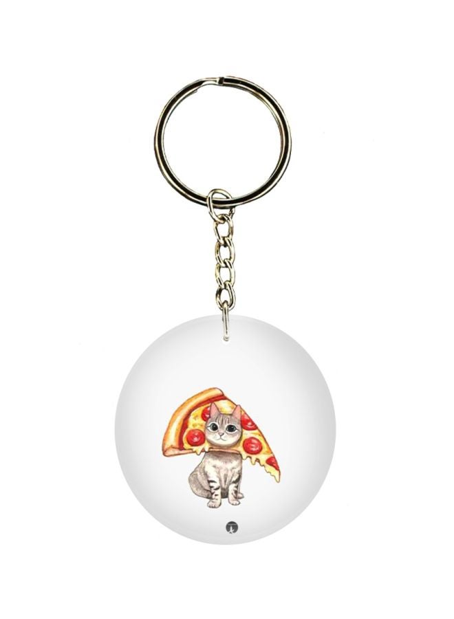 BP Cat With Pizza Printed Keychain