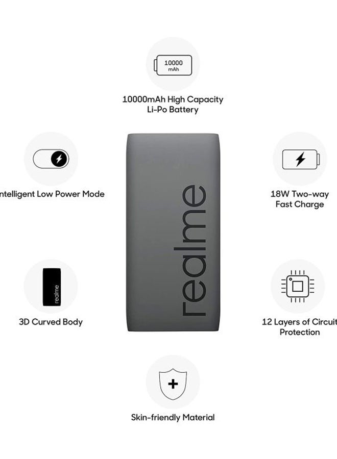 realme - 10000.0 mAh Portable Power Bank Grey - Image 1