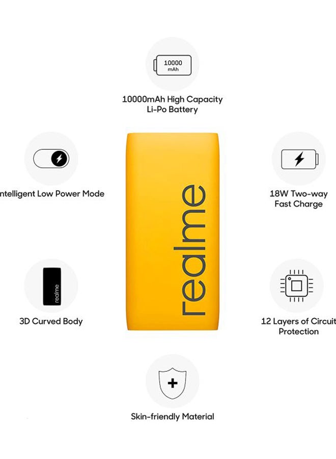 realme - 10000.0 mAh Portable Power Bank Yellow - Image 1