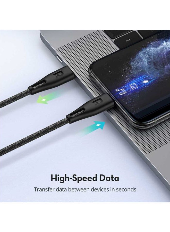 Type-C To Lightning Data Sync Charging Cable Black
