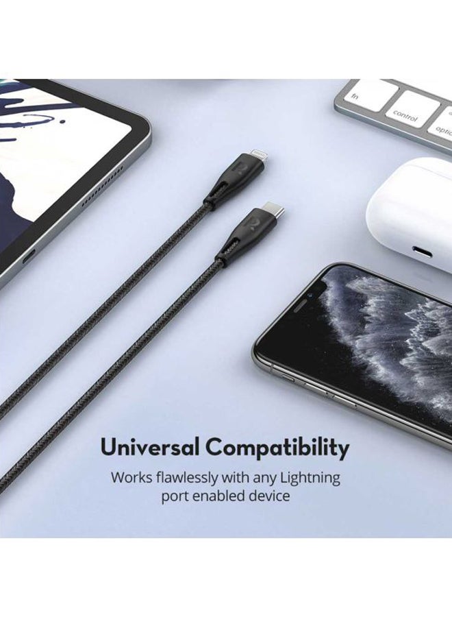 Type-C To Lightning Data Sync Charging Cable Black
