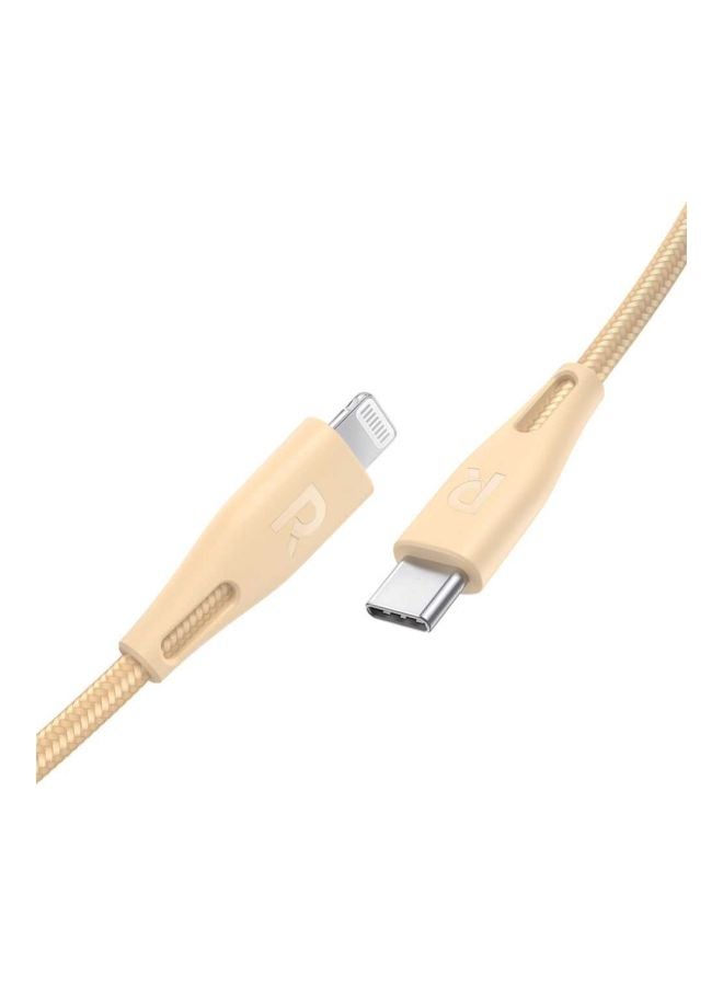 RAVPOWER Type-C To Lightning Data Sync Charging Cable Gold  - Image 2
