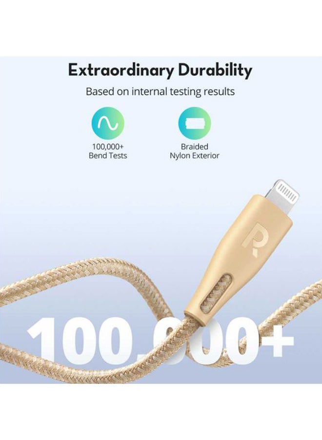 RAVPOWER Type-C To Lightning Data Sync Charging Cable Gold  - Image 5