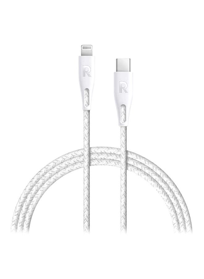 RAVPOWER Type-C To Lightning Data Sync Charging Cable White  - Image 1