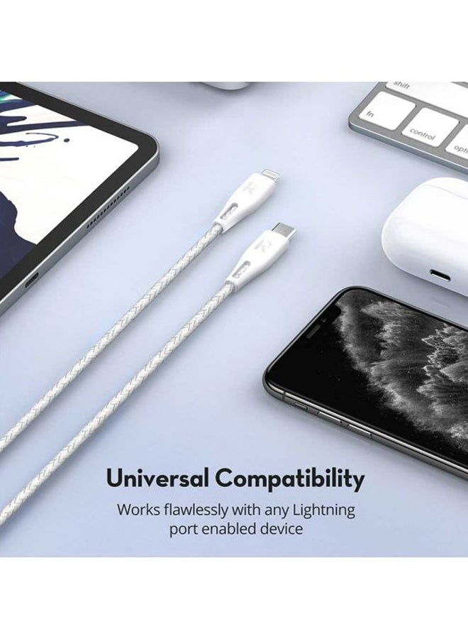 RAVPOWER Type-C To Lightning Data Sync Charging Cable White  - Image 4