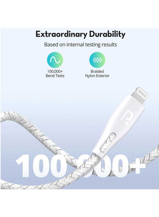 RAVPOWER Type-C To Lightning Data Sync Charging Cable White  - Image 5