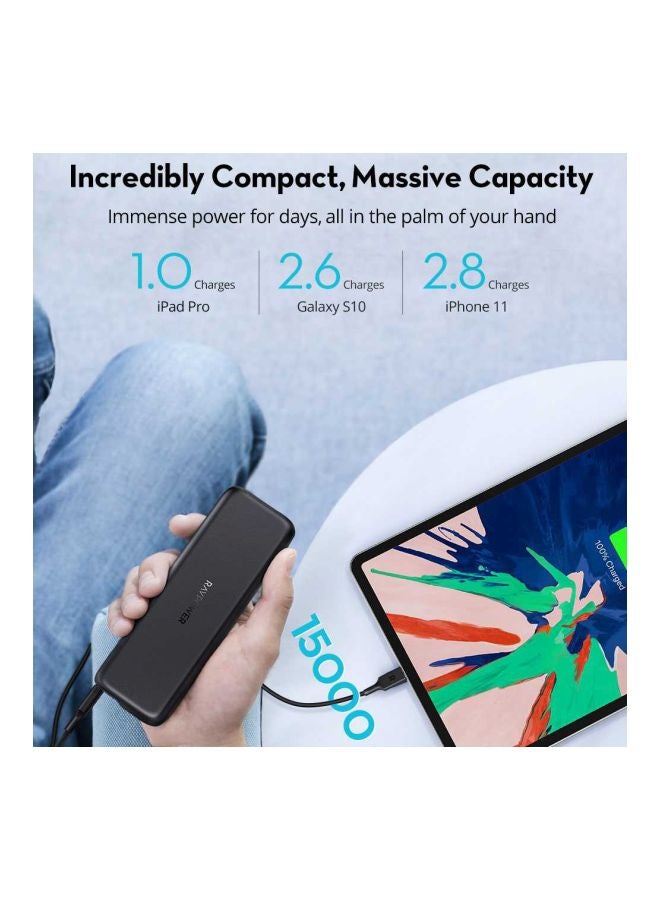 RAVPOWER 15000.0 mAh Dual Port Pioneer MFi Power Bank Black - Image 3