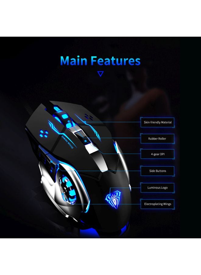 AULA Wired Gaming Mouse Black  - Image 4