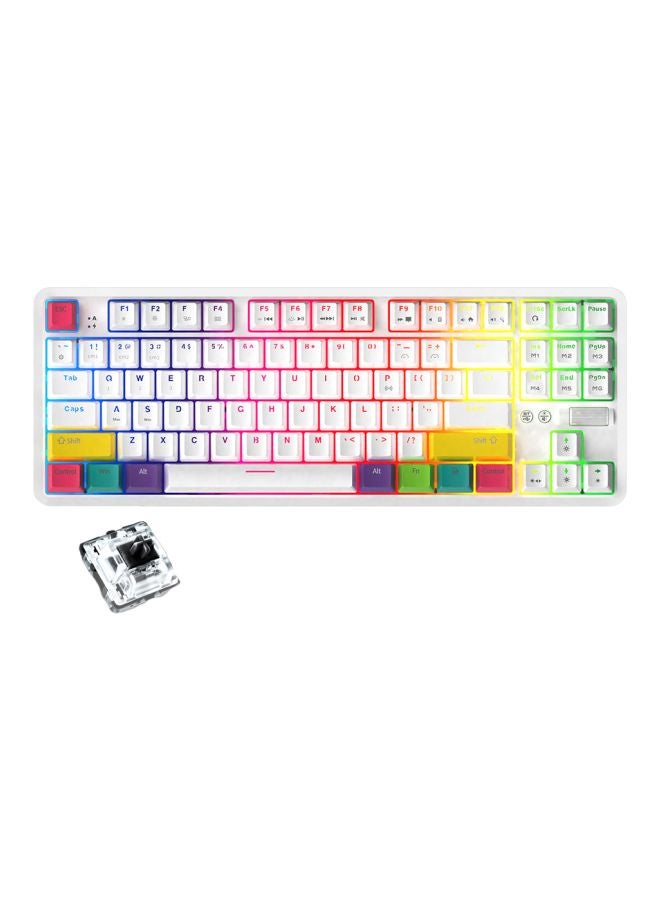 Ajazz 87-Keys Gaming Mechanical Keyboard White/Green/Pink  - Image 1
