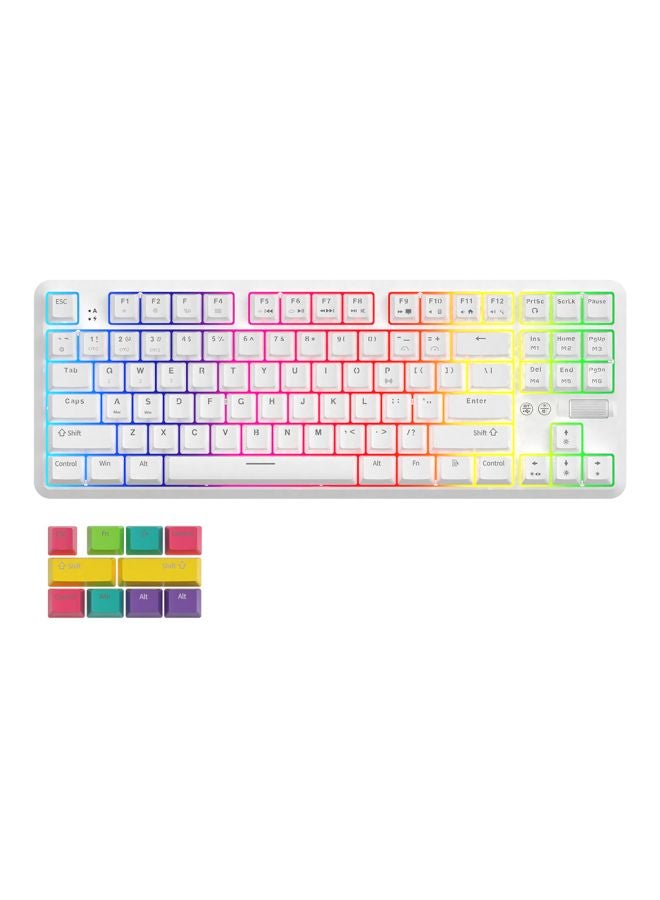 Ajazz 87-Keys Gaming Mechanical Keyboard White/Green/Pink  - Image 4