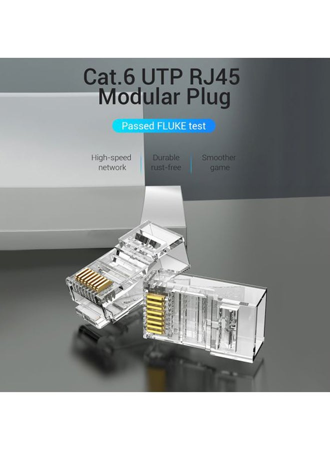 VENTION 100-Piece Cat6 RJ45 UTP Modular Plug Clear/Gold - Image 2