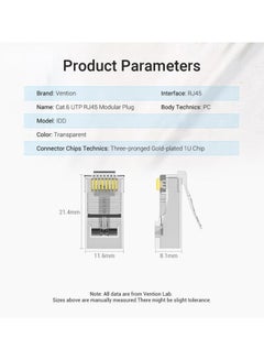 50-Piece Cat6 RJ45 UTP Modular Plug Clear/Gold - v1598891448/N40045590A_4