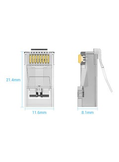 50-Piece Cat6 RJ45 UTP Modular Plug Clear/Gold - v1598891448/N40045590A_6