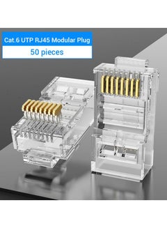 50-Piece Cat6 RJ45 UTP Modular Plug Clear/Gold - v1598891448/N40045590A_7