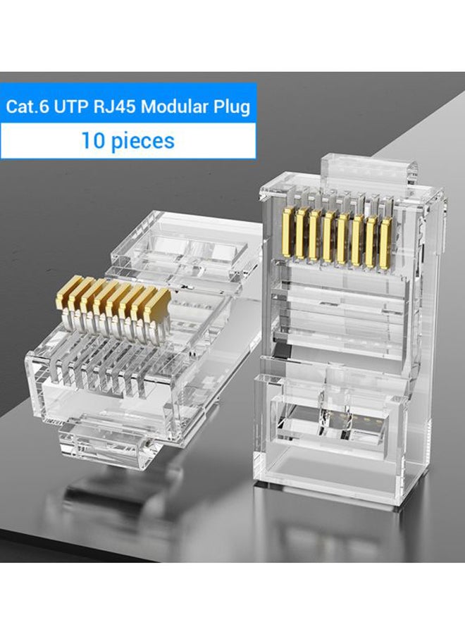 VENTION - 10-Piece Cat6 RJ45 UTP Modular Plug Clear/Gold - Image 1