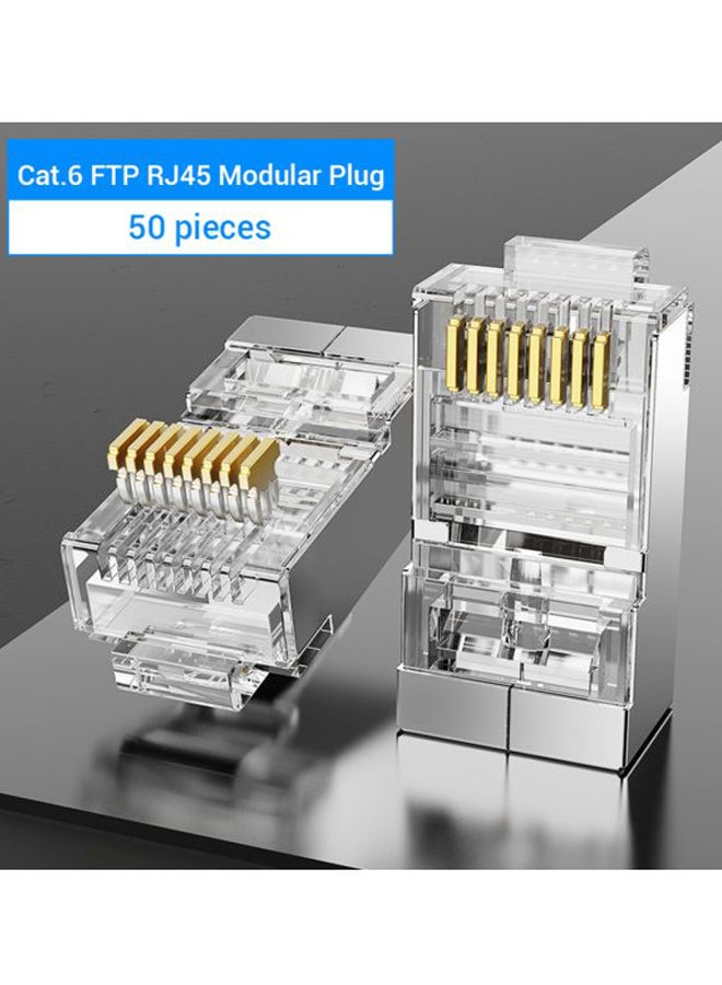 VENTION 50-Piece Cat6 FTP RJ45 Modular Plug Clear/Gold - Image 2