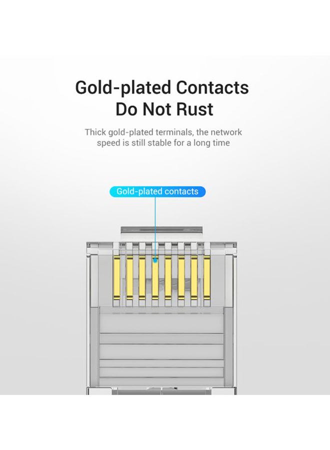 VENTION 50-Piece Cat6 FTP RJ45 Modular Plug Clear/Gold - Image 5