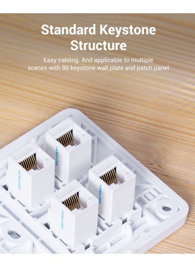 VENTION 10-Piece  RJ45 To Cat.5e UTP Keystone Jack Coupler White - Image 2