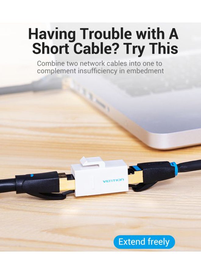 فينشن وصلة توصيل مقبس كيستون من RJ45 إلى CAT.5E UTP مكونة من 5 قطع أبيض  - Image 3