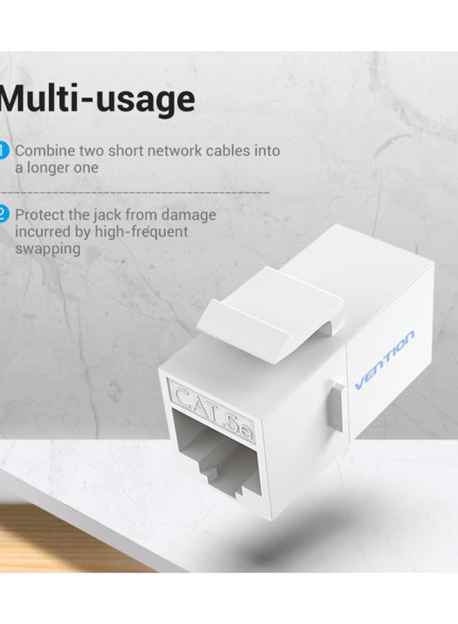فينشن وصلة توصيل مقبس كيستون من RJ45 إلى CAT.5E UTP مكونة من 5 قطع أبيض  - Image 4
