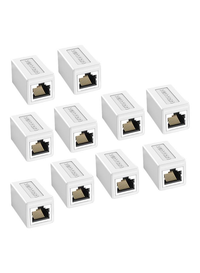 فينشن وصلة جاك كيستون فئة 6 FTP مع موصل RJ45 لتمديد كابل الشبكة من 10 قطع أبيض  - Image 1