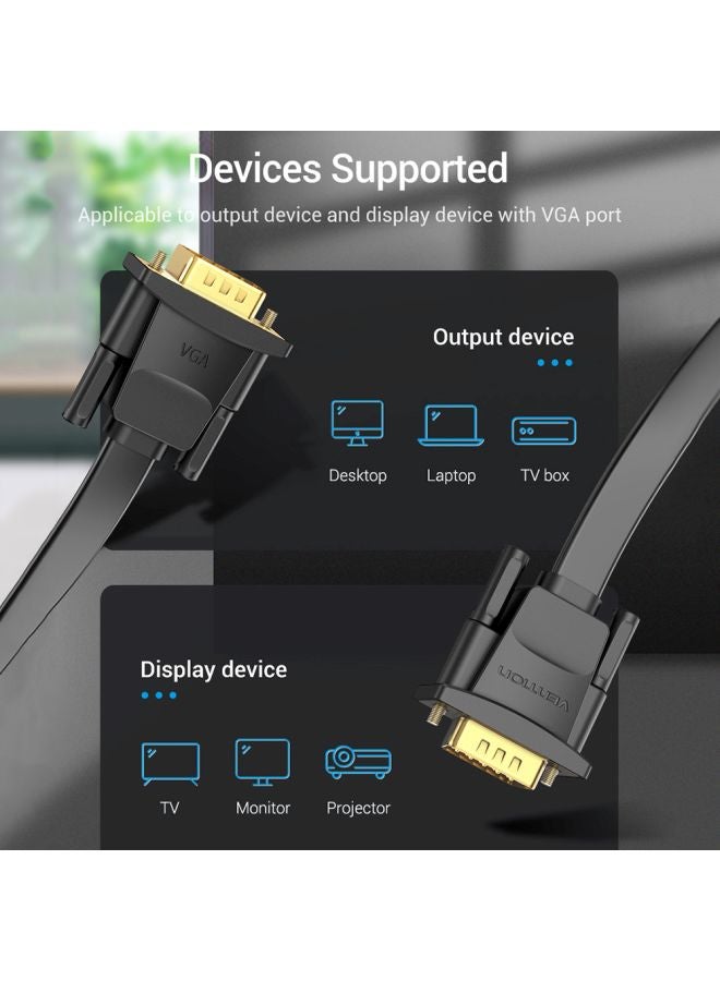 فينشن كابل VGA مسطح أسود/ذهبي  - Image 5