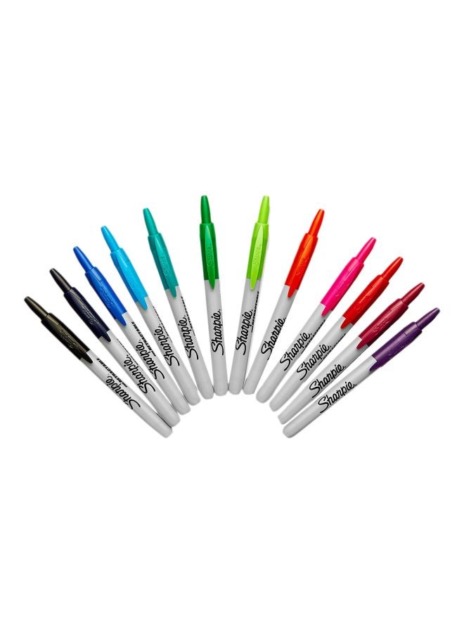 Sharpie Pack Of 12 Retractable Permanent Markers Multicolour  - Image 1