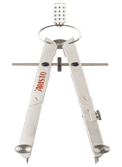Aristo Dividing Compass, 2 joints, Spindle Guide, Extension Pole, Universal Adapter, full metal silver  - Image 2