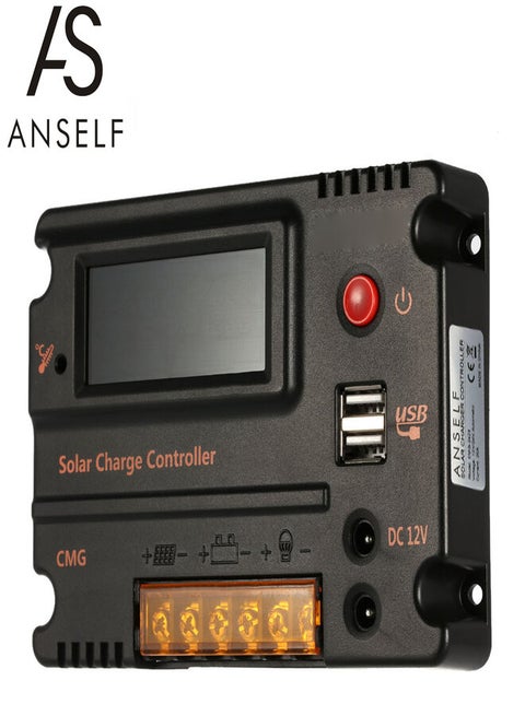20A 12V 24V LCD Solar Charge Controller Panel Battery Regulator Auto Switch Overload Protection Temperature Compensation Multicolor 14.5*3.8*12cm