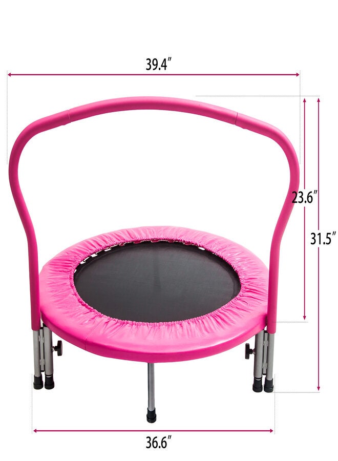 TA SPORTS Trampoline With Handrail, Pink 40inch  - Image 2
