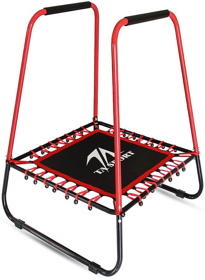 TA SPORTS Trampoline with Handrail, Black/Red 40inch  - Image 1