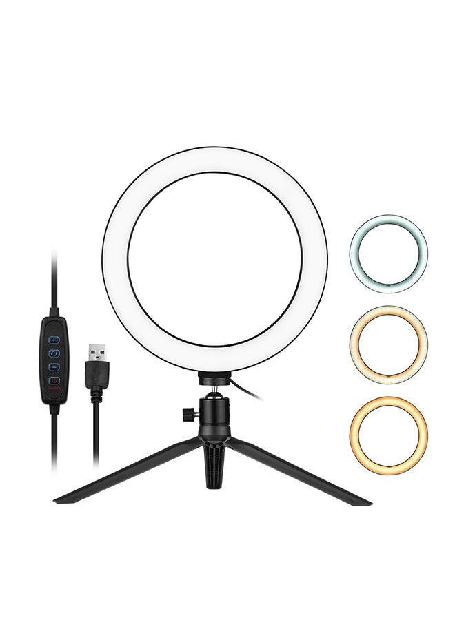 حامل ثلاثي حلقي بإضاءة LED أسود - Image 1