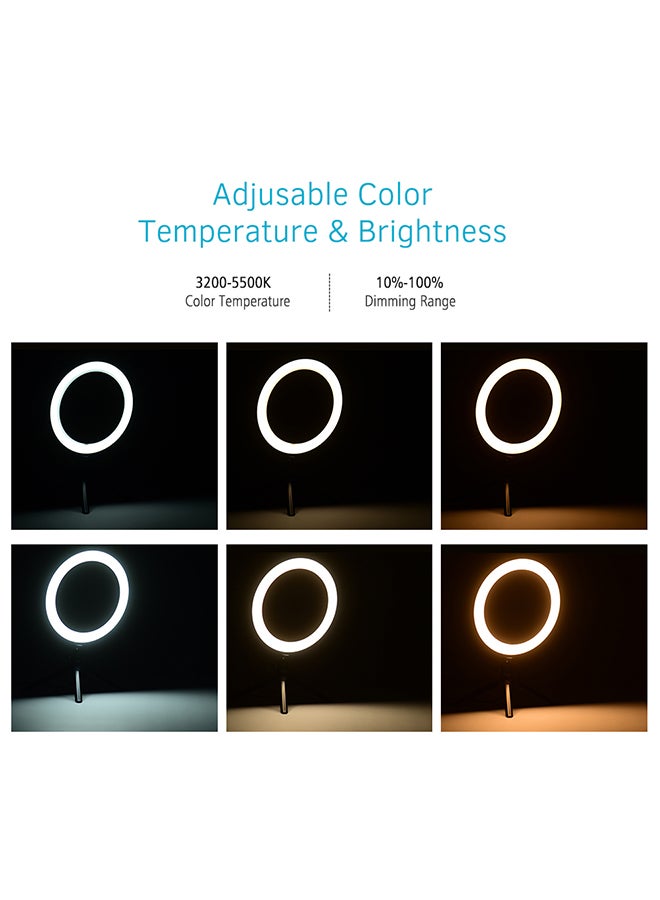 حامل ثلاثي حلقي بإضاءة LED أسود - Image 3