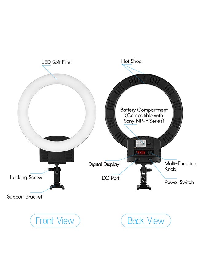 حلقة إضاءة بمصابيح LED أسود - Image 3