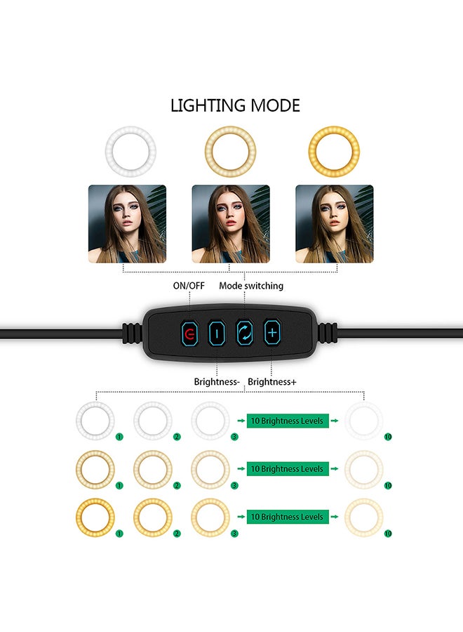 Generic - LED Ring Light With Tripods Phone Holder Off White/Warm White/White - Image 1