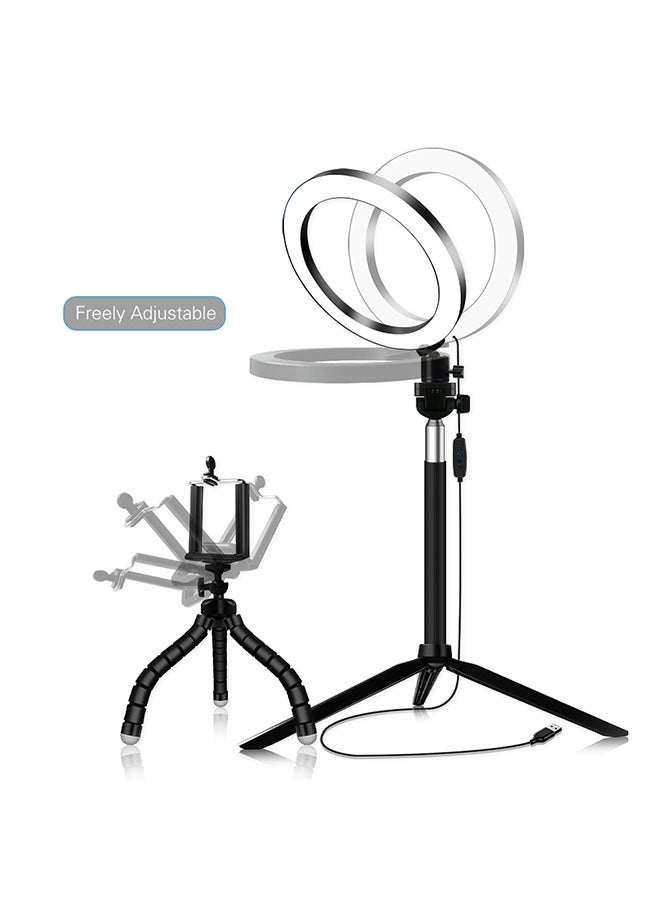 Generic - LED Ring Light With Tripods Phone Holder Off White/Warm White/White - Image 1