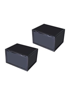 Lushh 2-Piece Shoe Storage Box Set Side Open Black 36x29x22cm  - Image 1