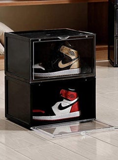 Lushh 2-Piece Shoe Storage Box Set Side Open Black 36x29x22cm  - Image 4