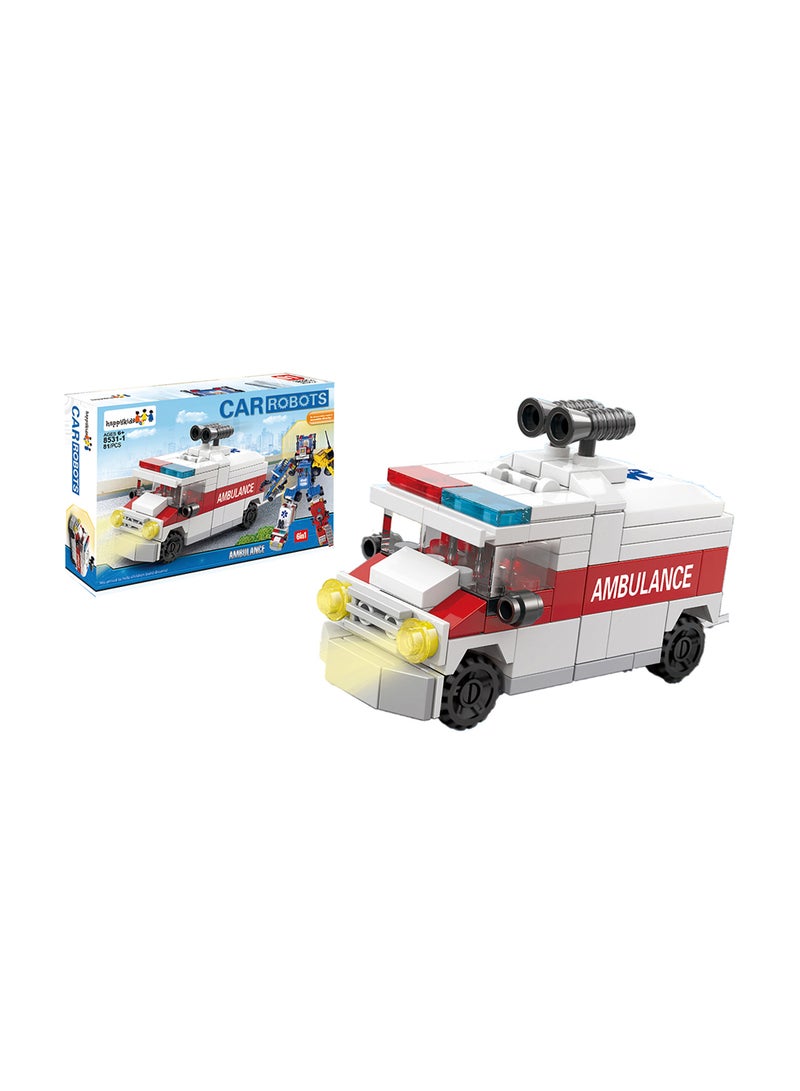 Happy Kids - 8531-1 81-Piece Car Robots Ambulance Block Set - Image 1