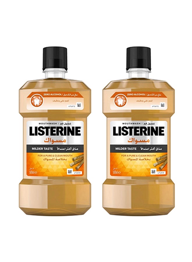 Listerine Set Of 2 Miswak Milder Taste Mouthwash Gold 2 x 250ml 