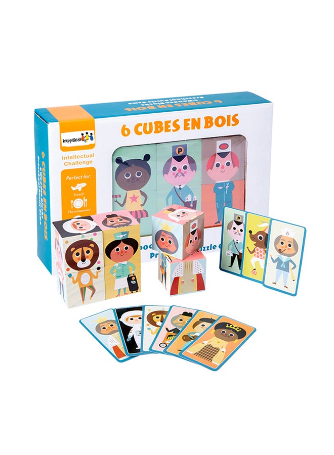 Happy Kids - 6-Cubes Wooden Puzzle Blocks - Image 1