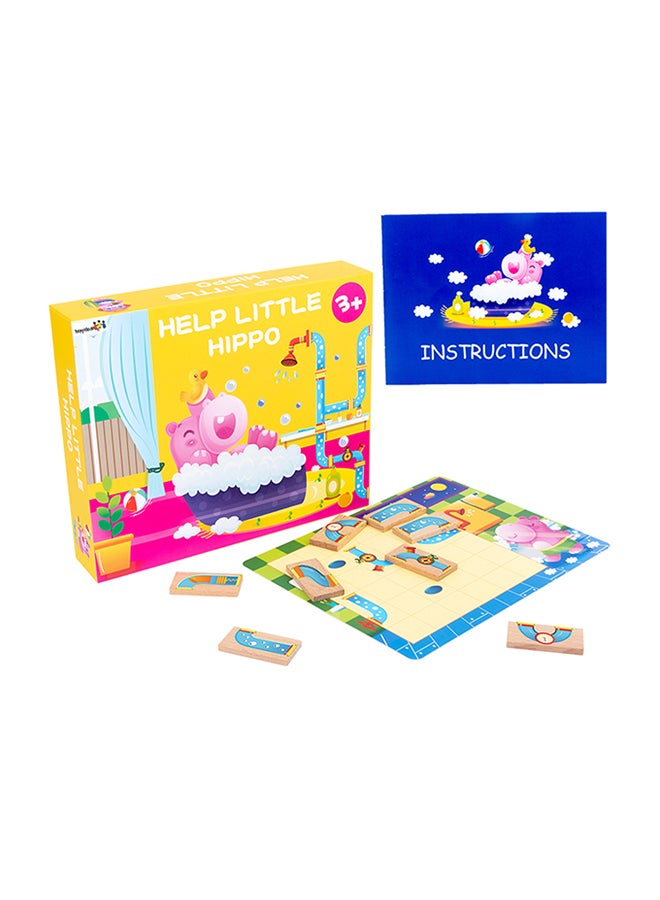 Happy Kids - Wooden Hippo Bathing Water Pipe Connection Jigsaw Puzzle Game - Image 1