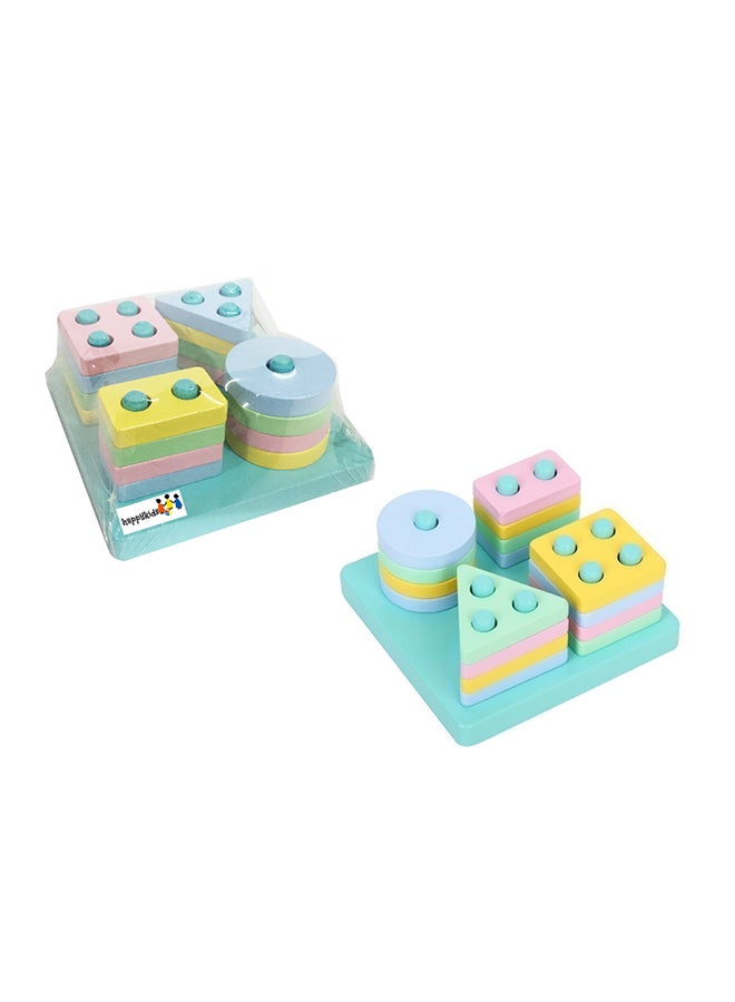 Happy Kids Wooden Four Sets Of Beach Columns In Wooden Macaron Color Square - Assorted  - Image 2