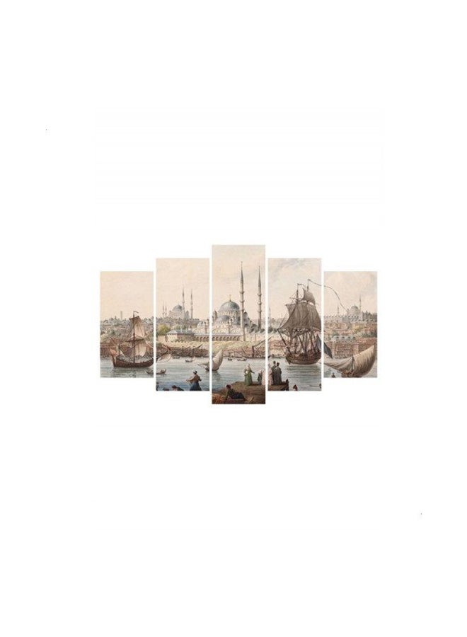 5-Piece Printed Tableau Set Grey/Brown 