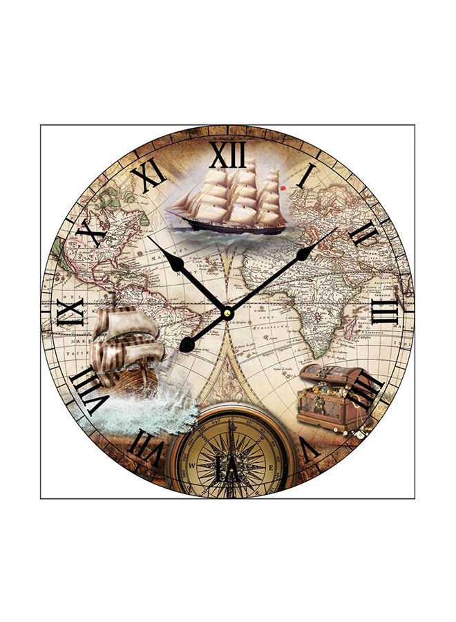 Vintage Themed Wall Clock Brown 100x70cm