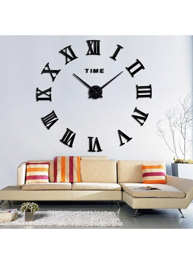 Large Diy Quartz 3D Roman Number Acrylic Sticker Wall Clock Black 80x80cm - Image 2